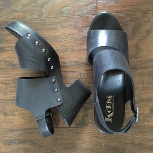 Black Leather Sandal Clog